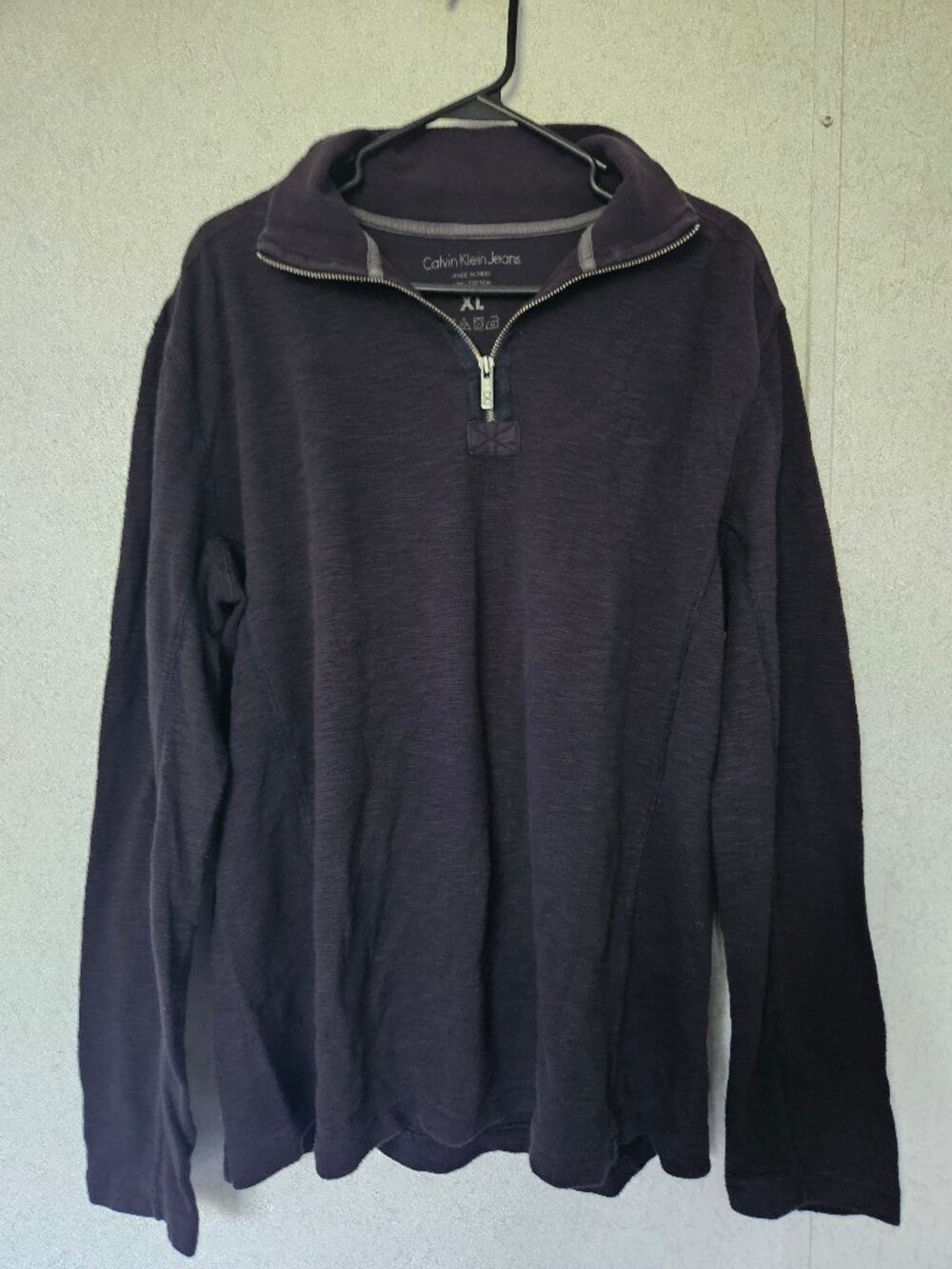 Calvin Klein Jeans Men’s XL Navy 1/4 Zip Cotton Pullover Sweater